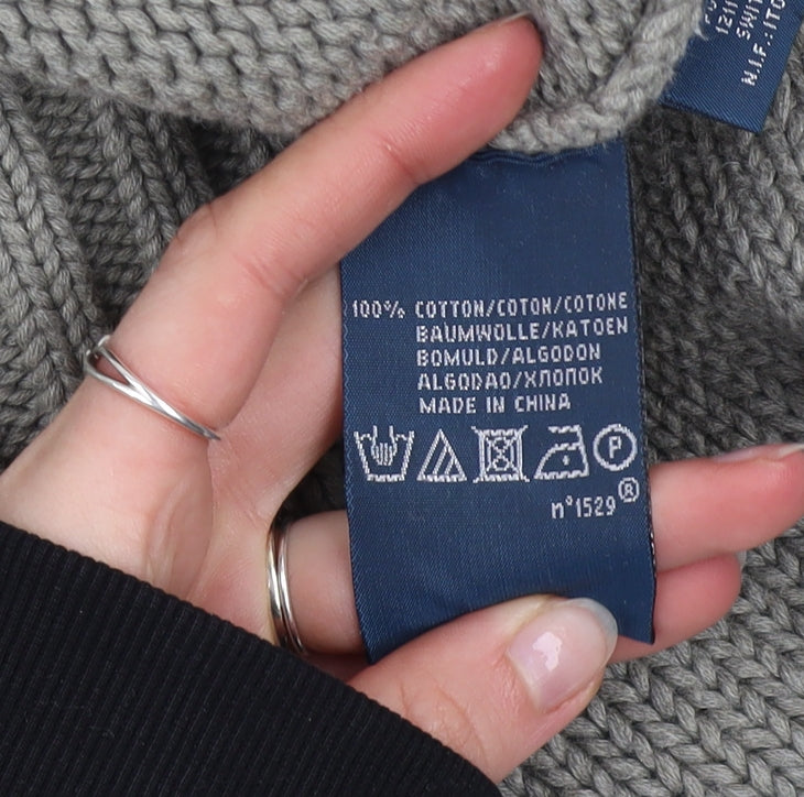 Polo Ralph Lauren Men's Grey Cotton Jumper L Logo Knit Pullover