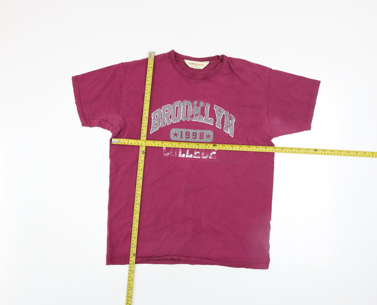 Harper & Lewis Men's Red Brooklyn College Retro T-Shirt Size M