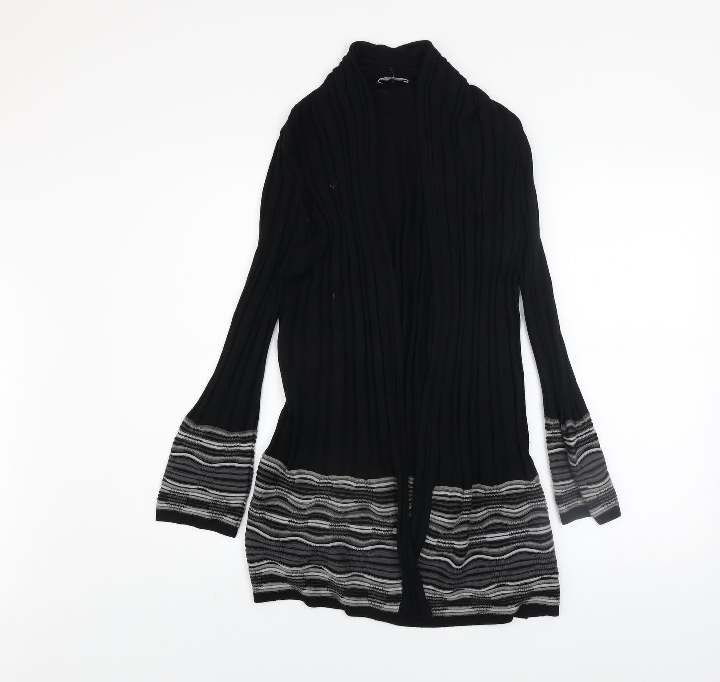 Marks and Spencer Per Una Women's Black Striped Long Sleeve Cardigan Size 10