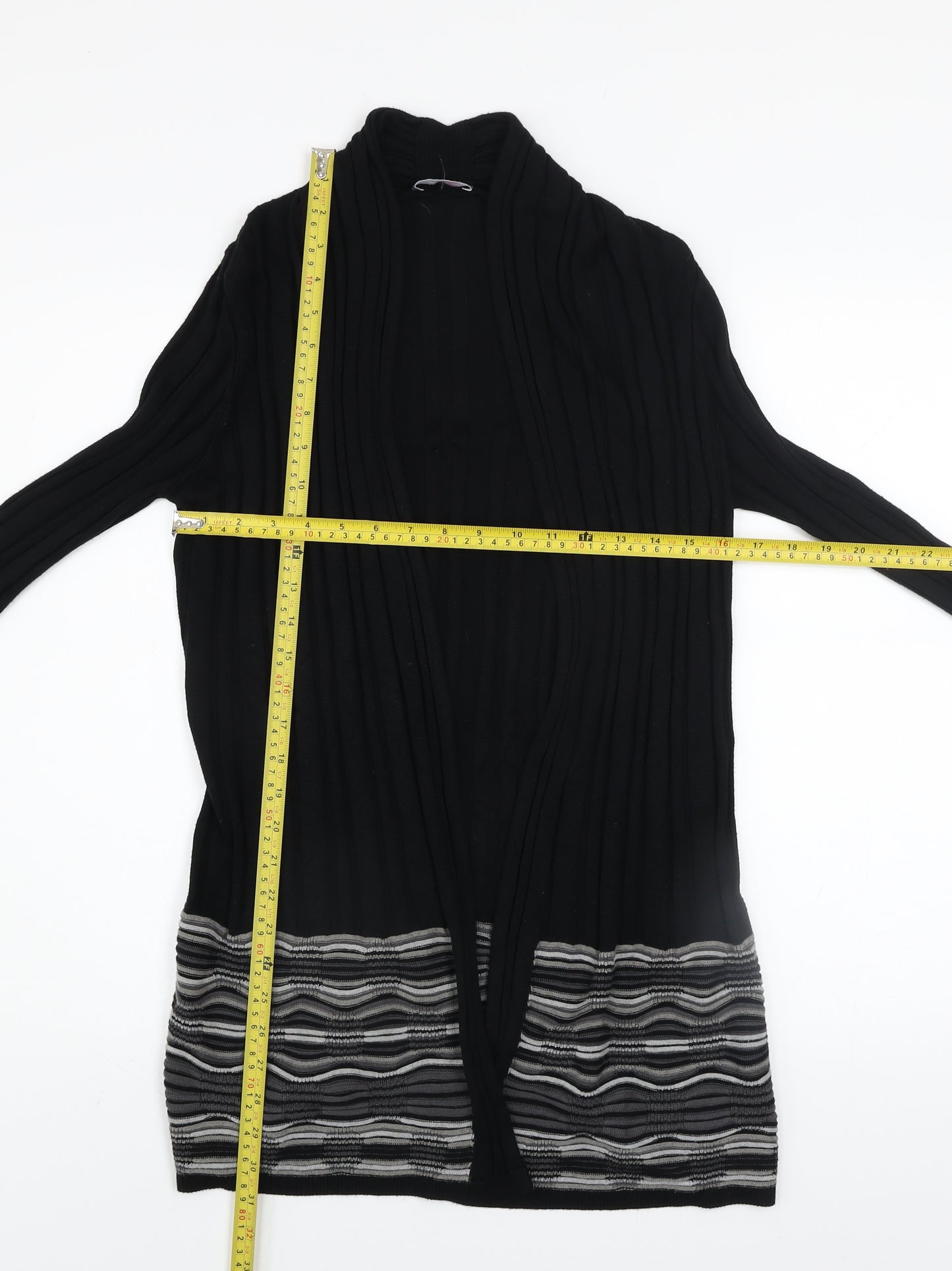 Marks and Spencer Per Una Women's Black Striped Long Sleeve Cardigan Size 10