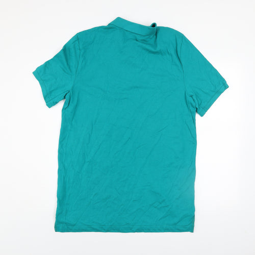 Nike Mens Green Cotton Polo Shirt Size L Short Sleeve Logo Top