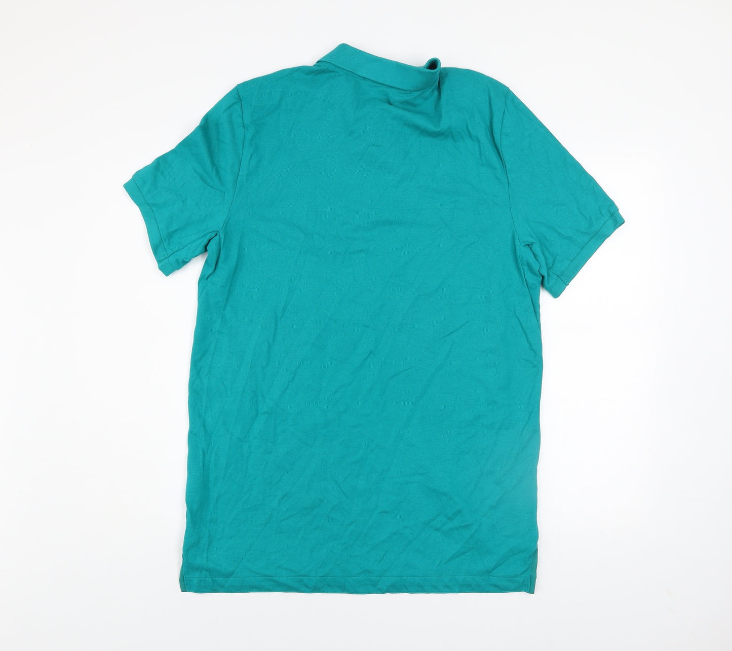 Nike Mens Green Cotton Polo Shirt Size L Short Sleeve Logo Top