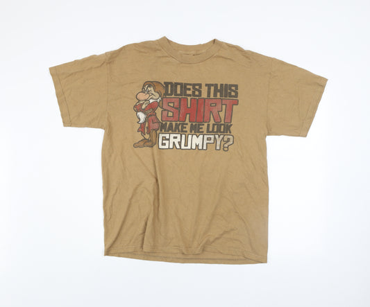 Disney Men's Beige Grumpy Funny Graphic T-Shirt Size L