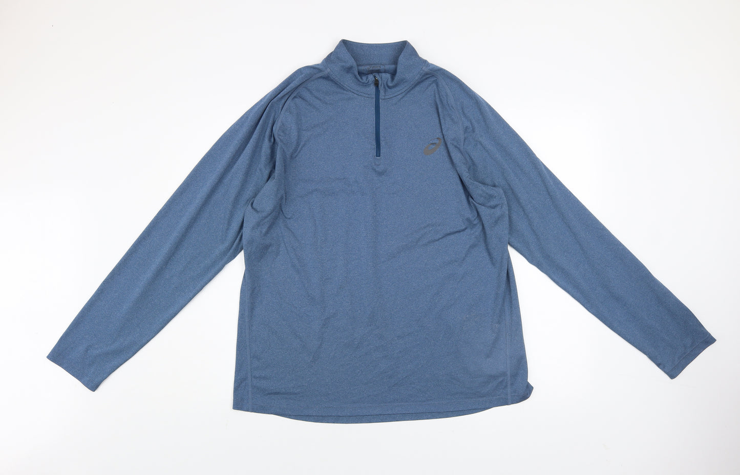 ASICS Men Blue 1/4 Zip Pullover Sweatshirt XL Lightweight Running Top