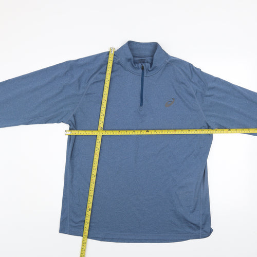 ASICS Men Blue 1/4 Zip Pullover Sweatshirt XL Lightweight Running Top