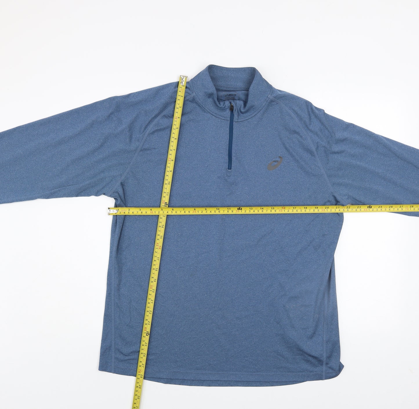 ASICS Men Blue 1/4 Zip Pullover Sweatshirt XL Lightweight Running Top