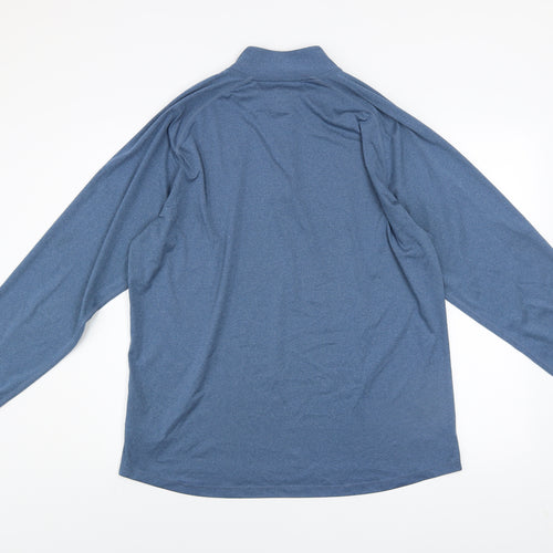 ASICS Men Blue 1/4 Zip Pullover Sweatshirt XL Lightweight Running Top