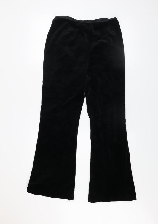 Next Womens Black Velvet Flared Trousers Size 10 Regular
