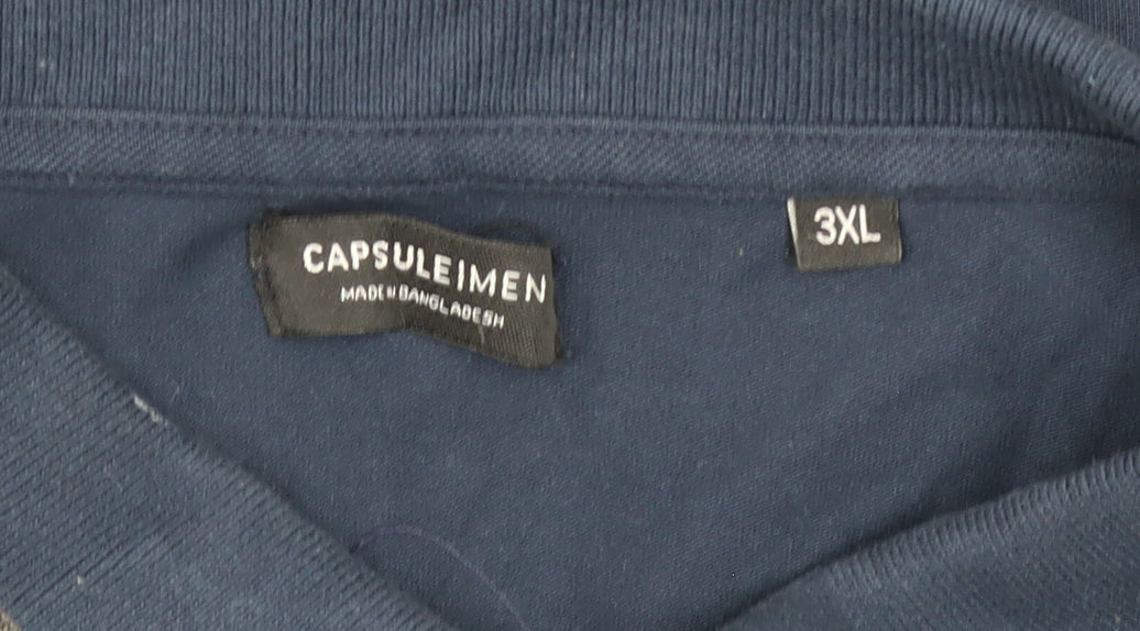 Capsule Men Blue 3XL Cotton Short Sleeve Polo Shirt