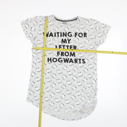 Harry Potter Womens Grey Hedwig Nightshirt Size M 10-12 Short Sleeve