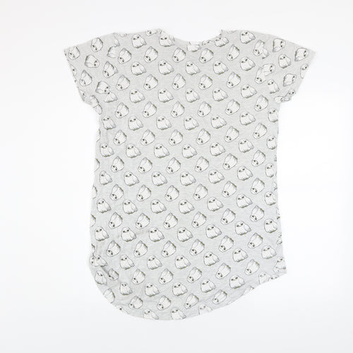 Harry Potter Womens Grey Hedwig Nightshirt Size M 10-12 Short Sleeve