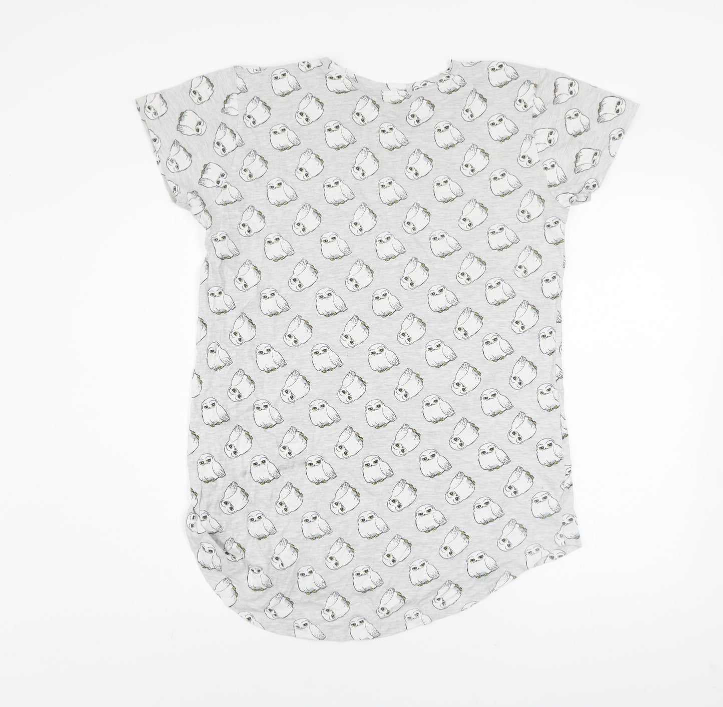 Harry Potter Womens Grey Hedwig Nightshirt Size M 10-12 Short Sleeve