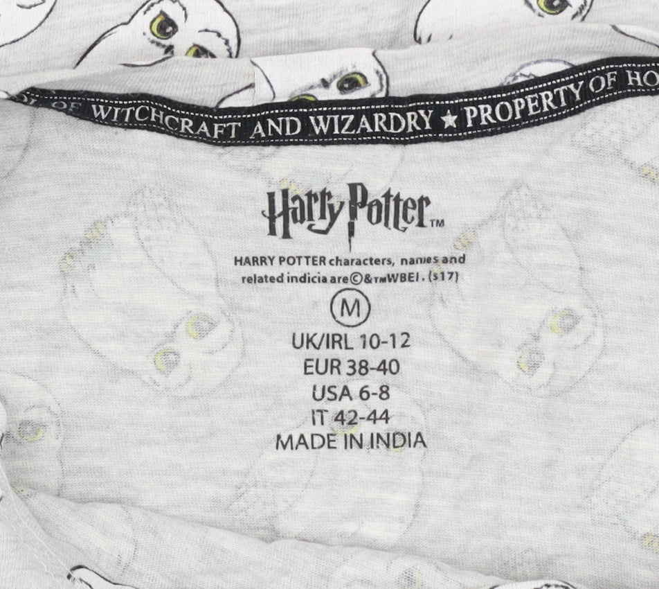 Harry Potter Womens Grey Hedwig Nightshirt Size M 10-12 Short Sleeve