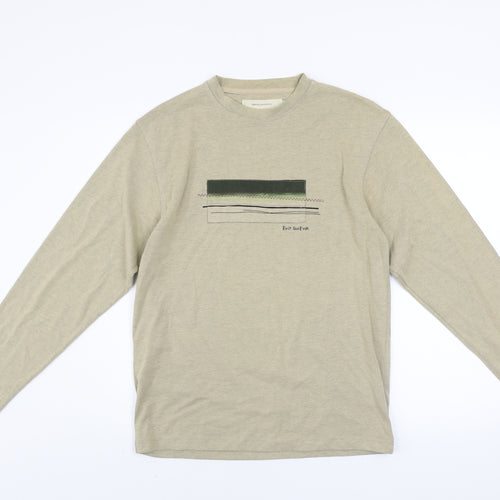Rocha John Rocha Men's Beige Long Sleeve Cotton Blend Casual Top Size S