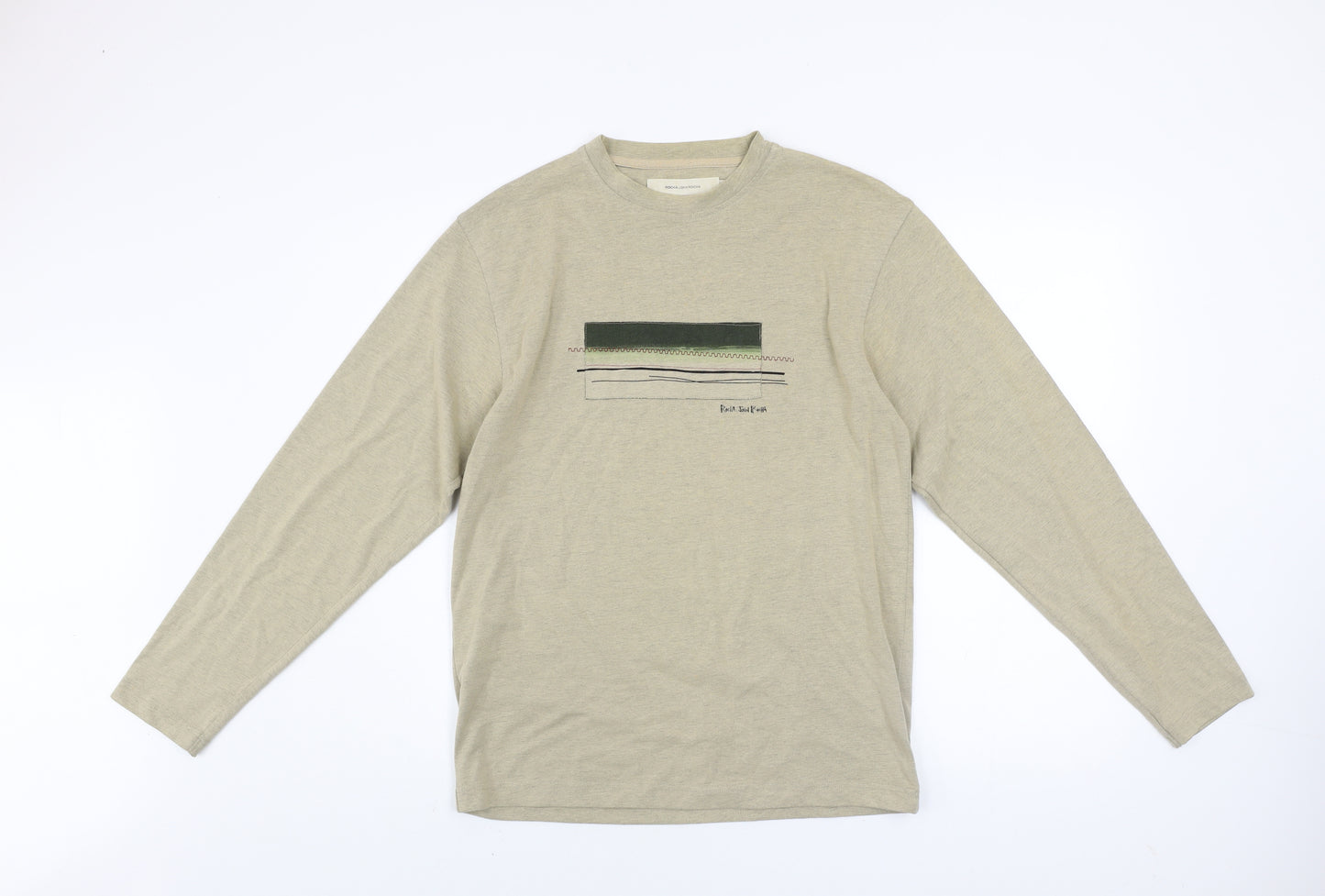 Rocha John Rocha Men's Beige Long Sleeve Cotton Blend Casual Top Size S