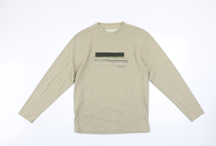 Rocha John Rocha Men's Beige Long Sleeve Cotton Blend Casual Top Size S