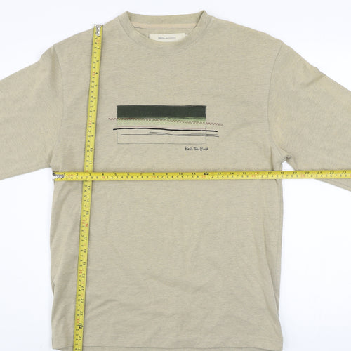 Rocha John Rocha Men's Beige Long Sleeve Cotton Blend Casual Top Size S