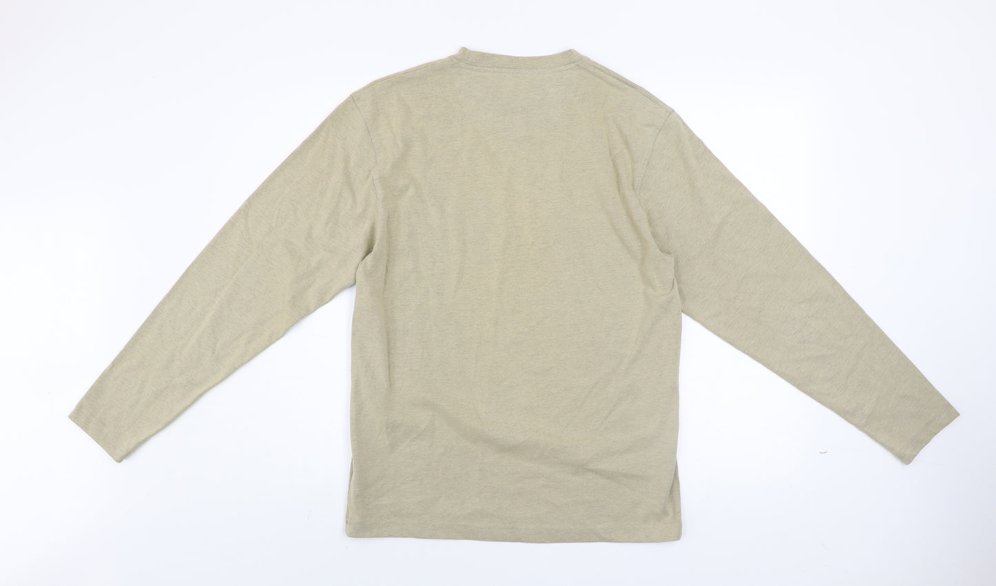 Rocha John Rocha Men's Beige Long Sleeve Cotton Blend Casual Top Size S