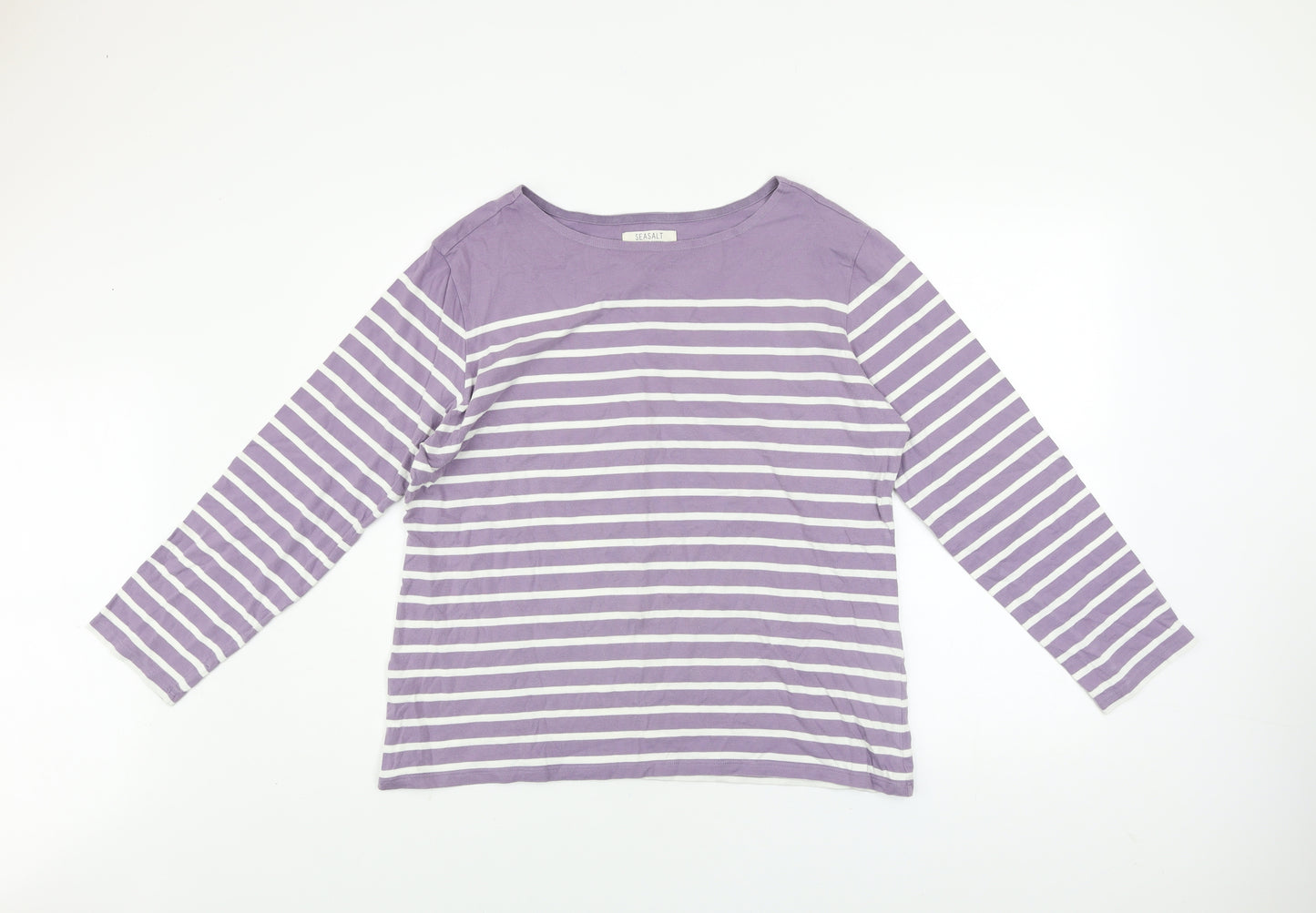 Seasalt Women’s Purple Striped Organic Cotton Sailor Long Sleeve T-Shirt Size 18