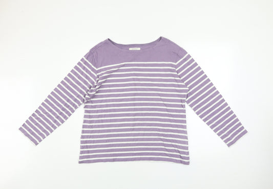 Seasalt Women’s Purple Striped Organic Cotton Sailor Long Sleeve T-Shirt Size 18