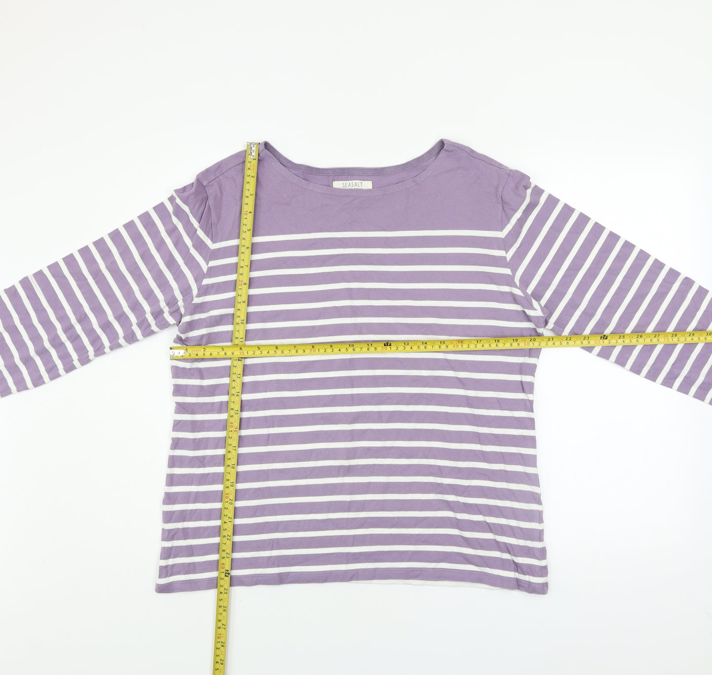 Seasalt Women’s Purple Striped Organic Cotton Sailor Long Sleeve T-Shirt Size 18
