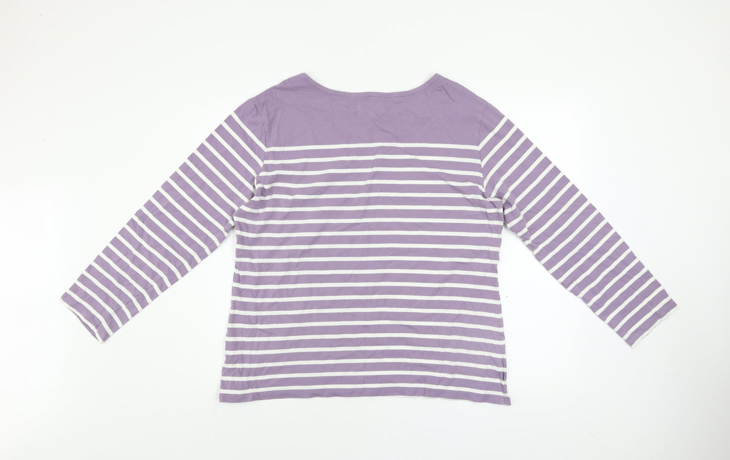 Seasalt Women’s Purple Striped Organic Cotton Sailor Long Sleeve T-Shirt Size 18