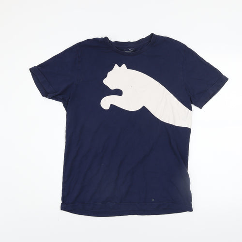 Puma Men's Blue Graphic Sports T-Shirt Size M Cotton Crew Neck