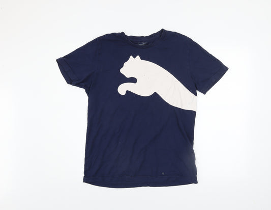 Puma Men's Blue Graphic Sports T-Shirt Size M Cotton Crew Neck
