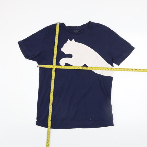 Puma Men's Blue Graphic Sports T-Shirt Size M Cotton Crew Neck