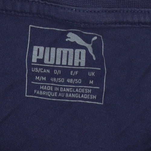 Puma Men's Blue Graphic Sports T-Shirt Size M Cotton Crew Neck