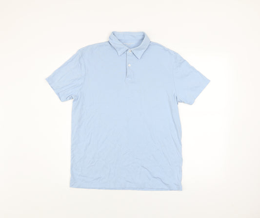 Charles Tyrwhitt Men's Blue Cotton Short Sleeve Polo Shirt Small