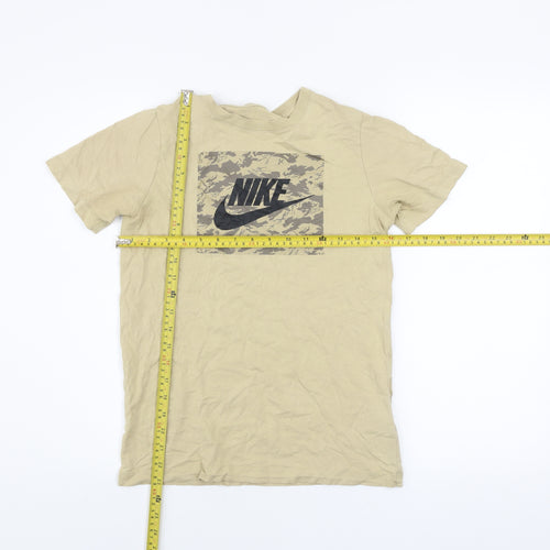 Nike Boys Beige Camo Logo Short Sleeve T-Shirt L 147-158cm Cotton