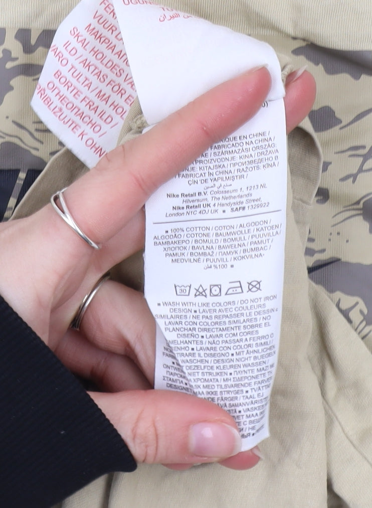 Nike Boys Beige Camo Logo Short Sleeve T-Shirt L 147-158cm Cotton