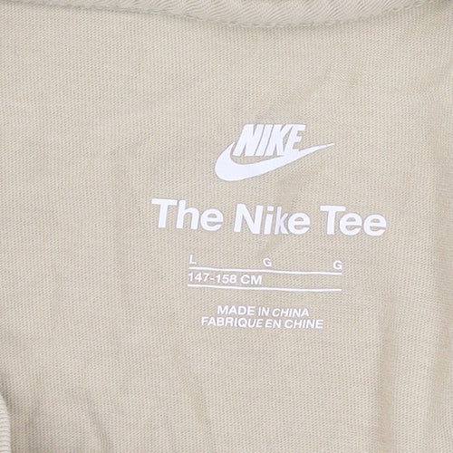 Nike Boys Beige Camo Logo Short Sleeve T-Shirt L 147-158cm Cotton