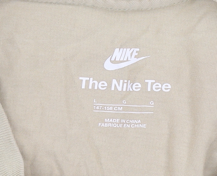Nike Boys Beige Camo Logo Short Sleeve T-Shirt L 147-158cm Cotton