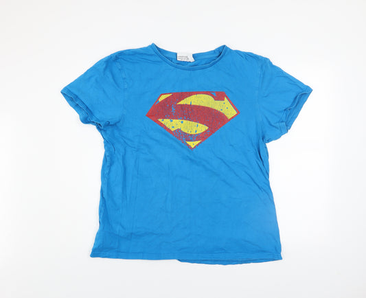 Superman Men's Blue 2XL Graphic Short Sleeve Cotton T-Shirt