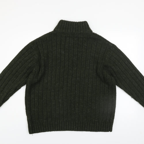 North Coast Mens Green XL 1/4 Zip Ribbed Knit Jumper