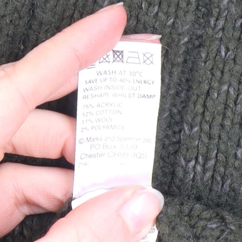 North Coast Mens Green XL 1/4 Zip Ribbed Knit Jumper