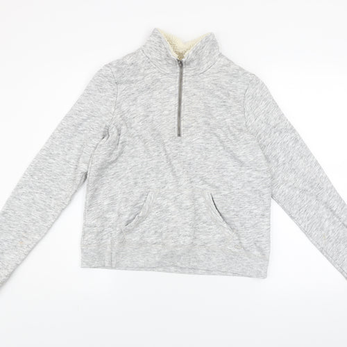 Hollister Mens Grey 1/2 Zip Fleece Sweatshirt M Regular Fit