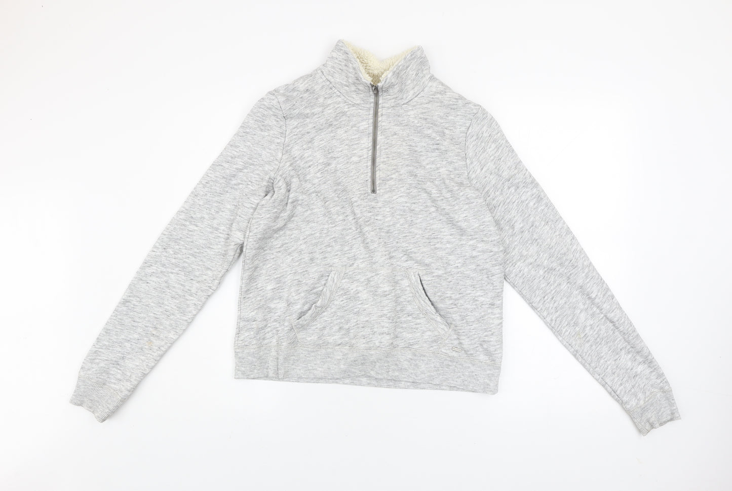 Hollister Mens Grey 1/2 Zip Fleece Sweatshirt M Regular Fit