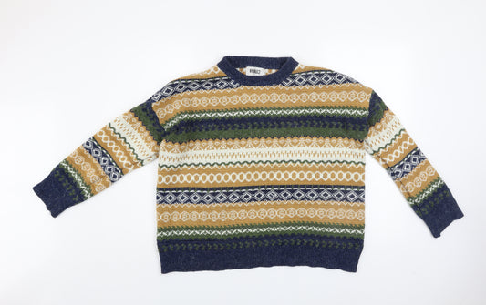 RUILI2 Men's Multicoloured Fair Isle 2XL Crew Neck Pullover Jumper