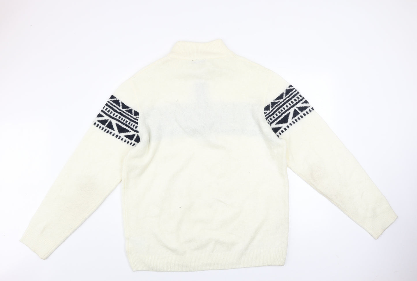 Livergy Men’s Ivory Geometric 1/2 Zip High Neck Jumper XL