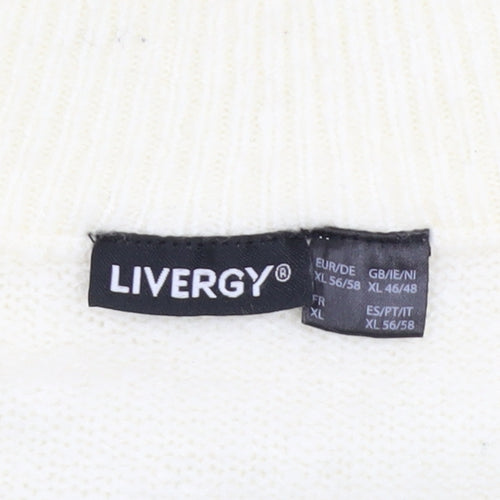 Livergy Men’s Ivory Geometric 1/2 Zip High Neck Jumper XL