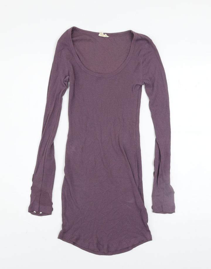 bok CENTRAL Women's Purple Cotton Bodycon Mini Dress Size 10