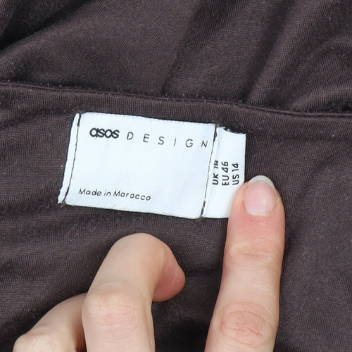 ASOS Design Women's Brown Sleeveless Playsuit Size 18 Polyester Blend