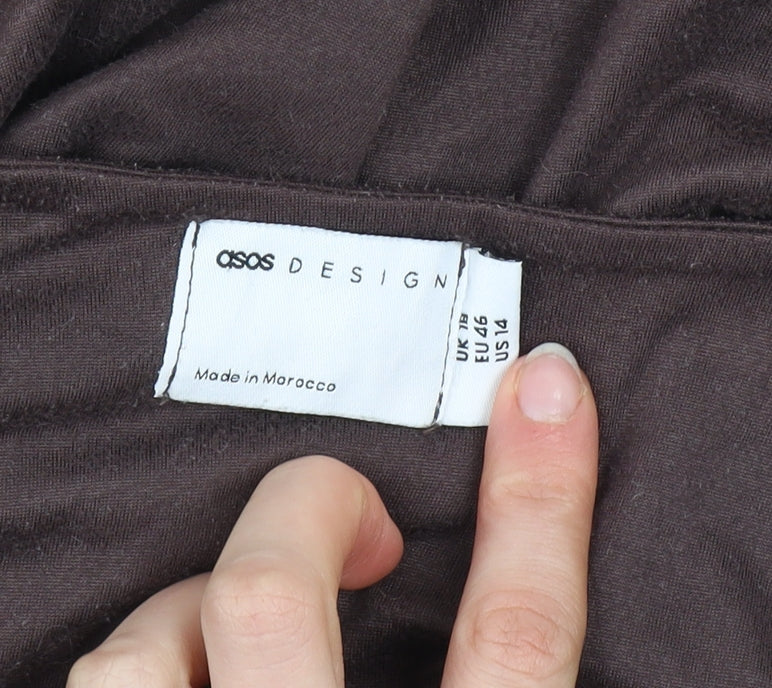 ASOS Design Women's Brown Sleeveless Playsuit Size 18 Polyester Blend