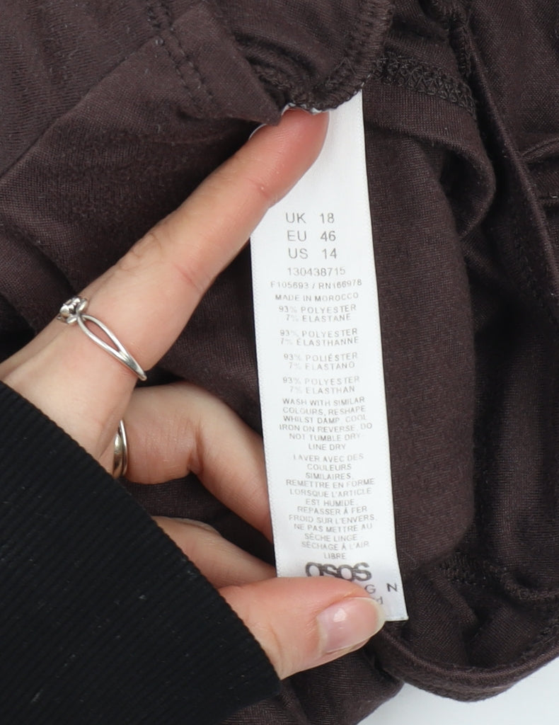 ASOS Design Women's Brown Sleeveless Playsuit Size 18 Polyester Blend