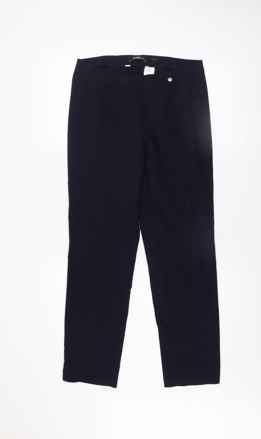 Robell Women's Blue Marie Cropped Stretch Trousers Size 14S