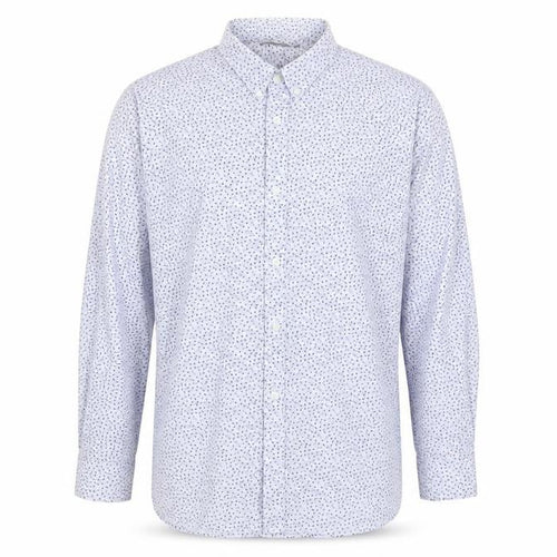 French Connection Men's Blue Floral Cotton Button-Up Shirt 2XL