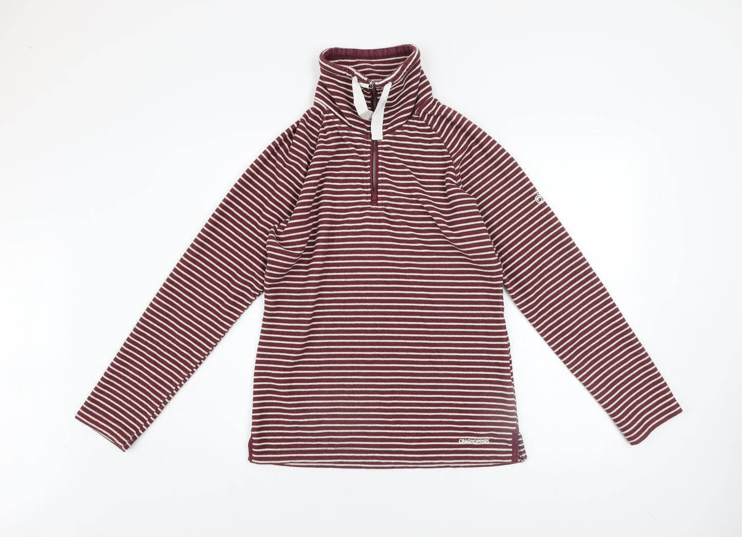 Craghoppers Women's Burgundy Striped 1/2 Zip Pullover Sweatshirt UK 10